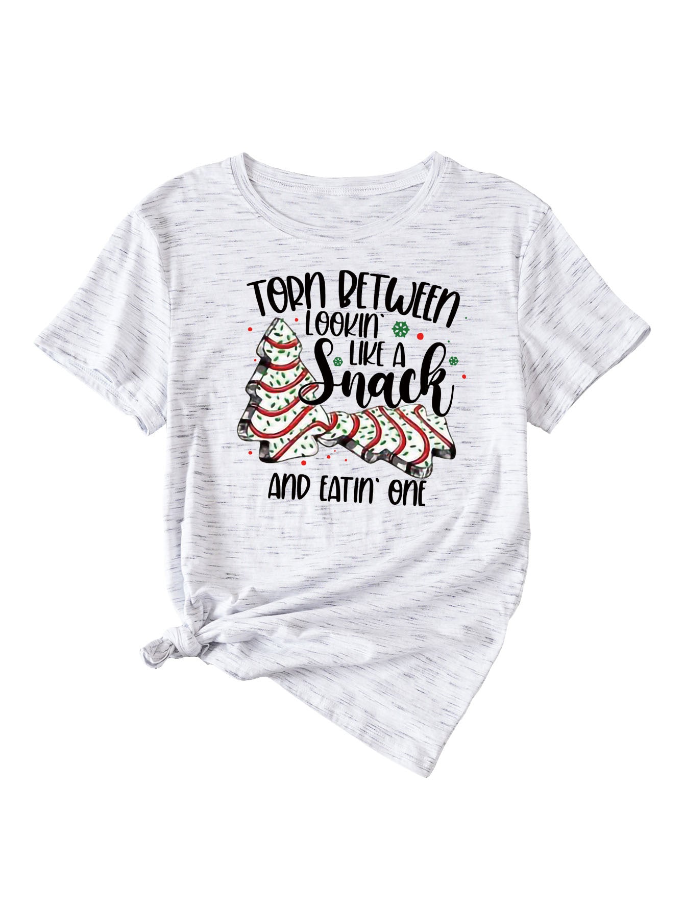 Simple Pattern Printing Ladies Round Neck Short Sleeve Tops