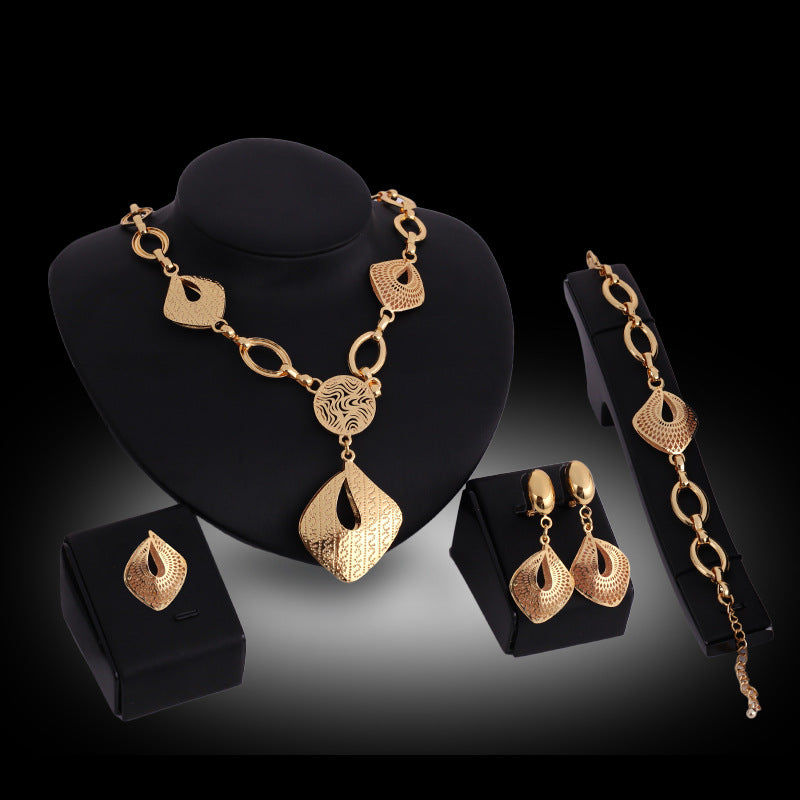 Alloy Necklace, Earrings, Bracelets, Rings, Jewelry Set