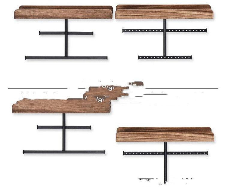 Retro Wall Hanging Fire Paulownia Wood Wrought Iron Multi-layer Earrings, Necklaces, Bracelets Display Stand