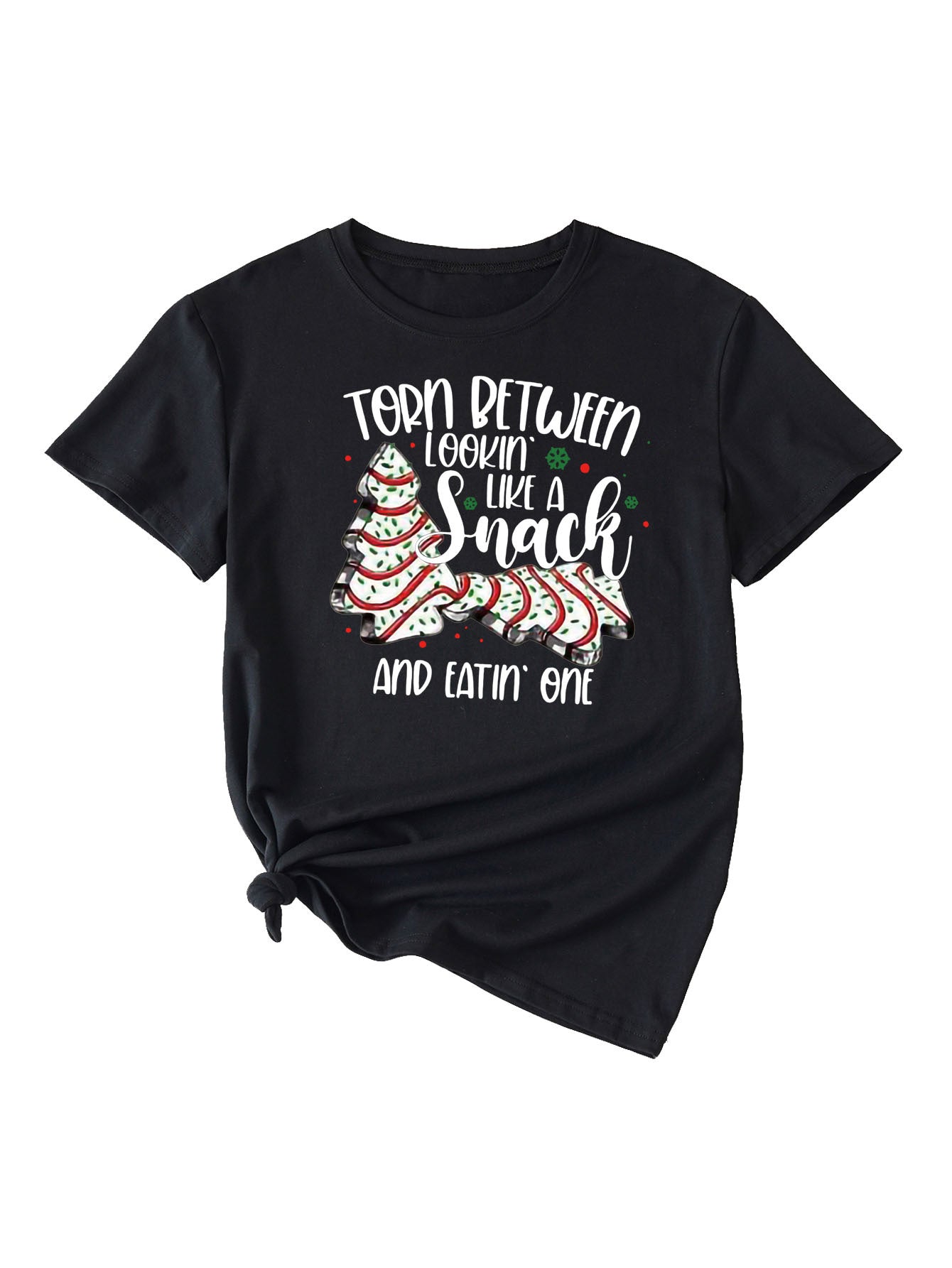 Simple Pattern Printing Ladies Round Neck Short Sleeve Tops