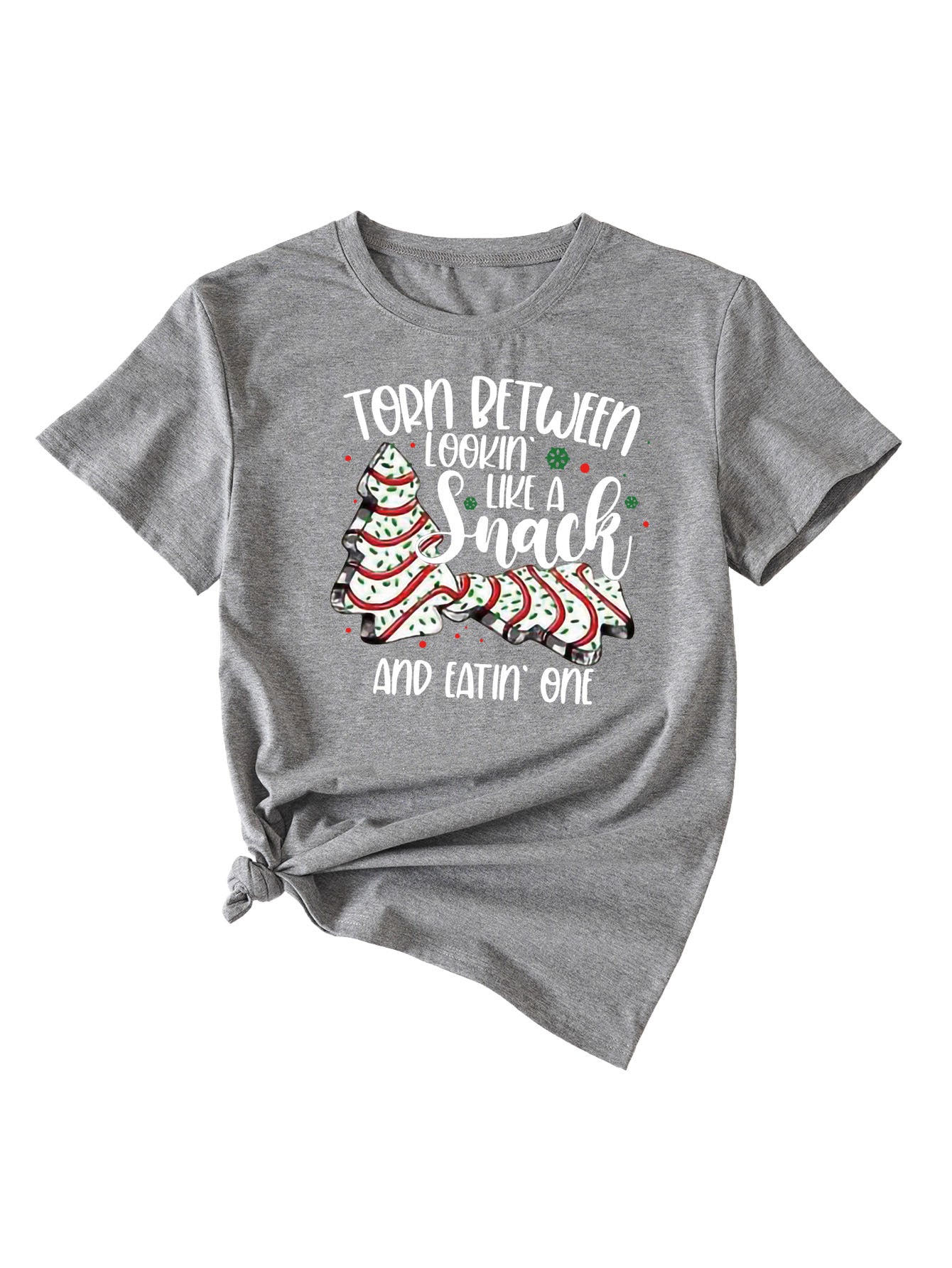 Simple Pattern Printing Ladies Round Neck Short Sleeve Tops