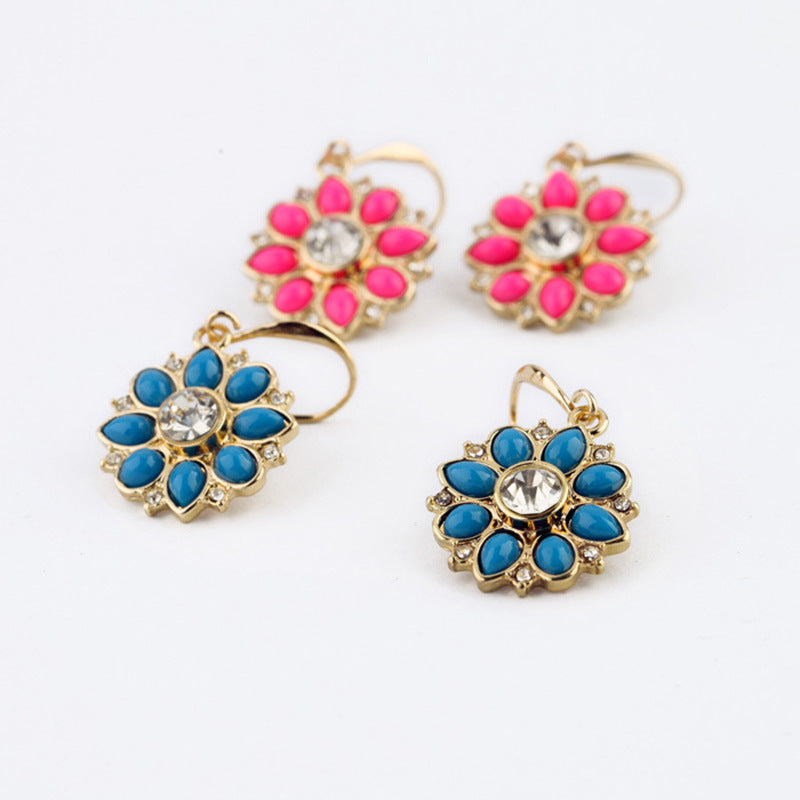 Diamond-encrusted Gemstone Earrings Girlfriends Same Gift Ear Rings