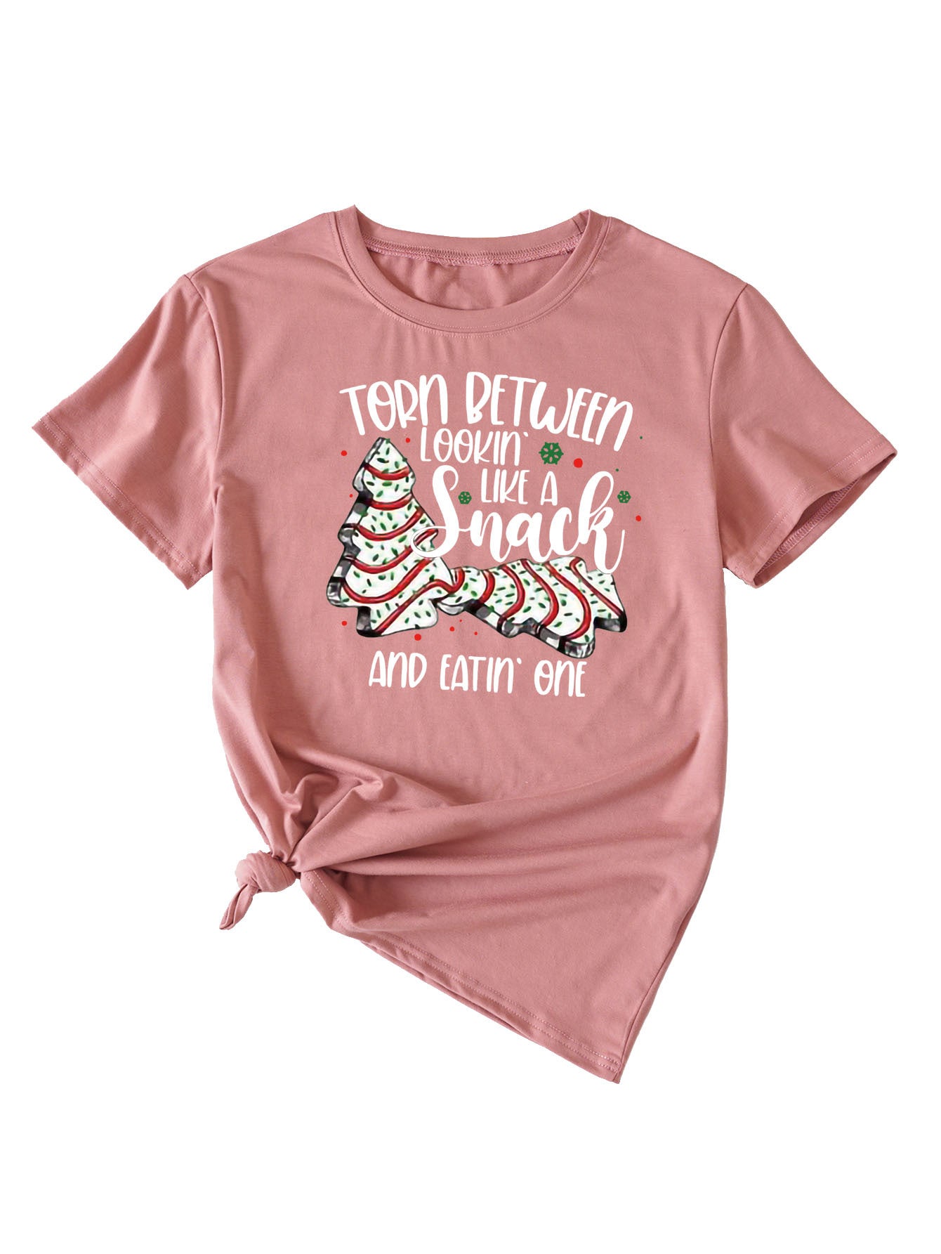 Simple Pattern Printing Ladies Round Neck Short Sleeve Tops