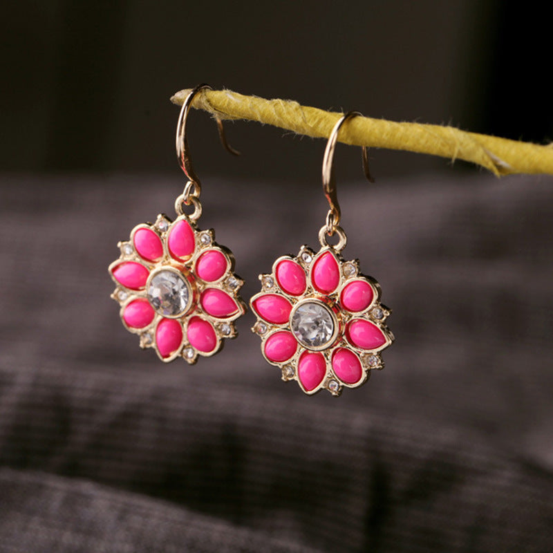 Diamond-encrusted Gemstone Earrings Girlfriends Same Gift Ear Rings