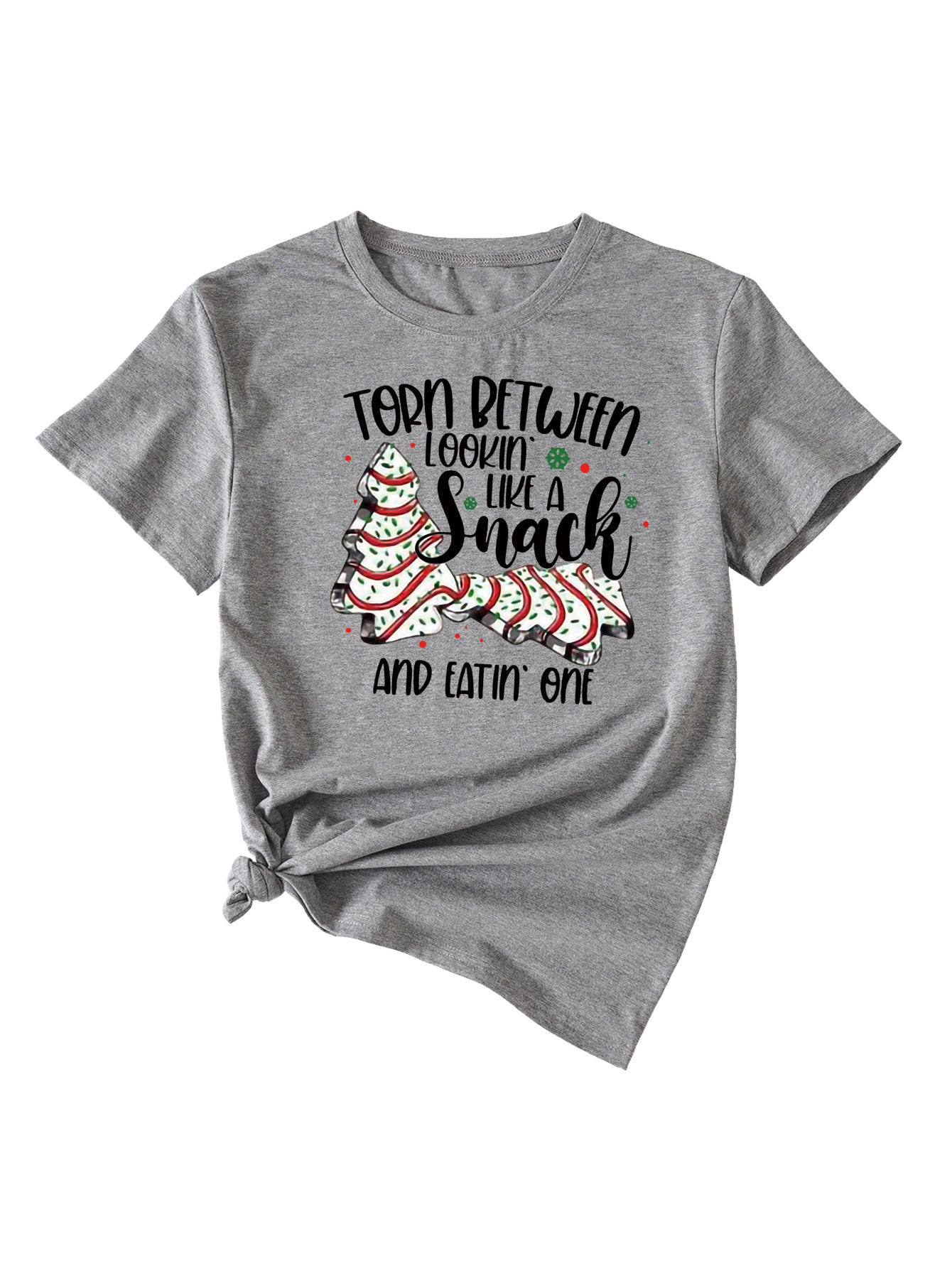 Simple Pattern Printing Ladies Round Neck Short Sleeve Tops