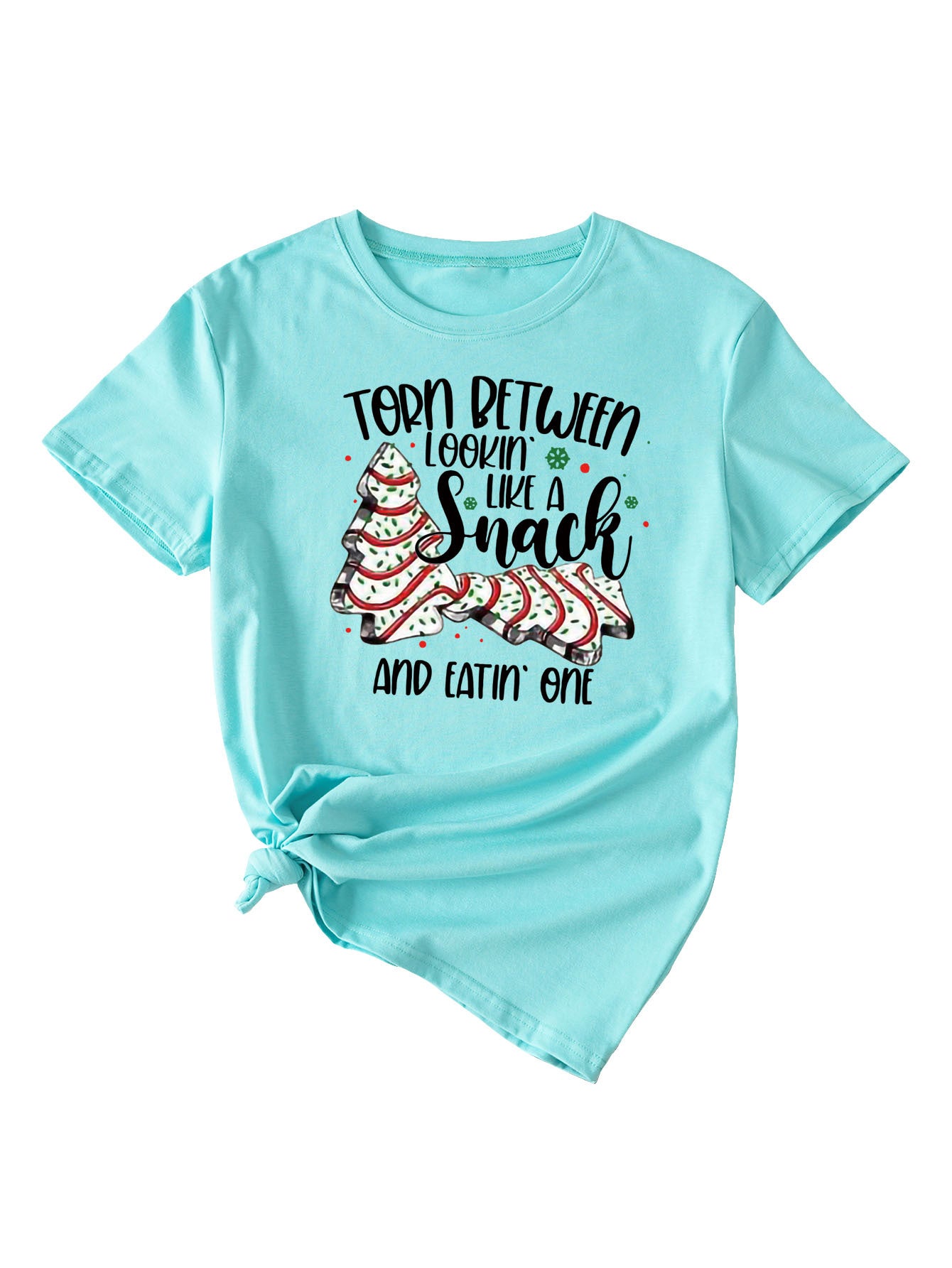 Simple Pattern Printing Ladies Round Neck Short Sleeve Tops