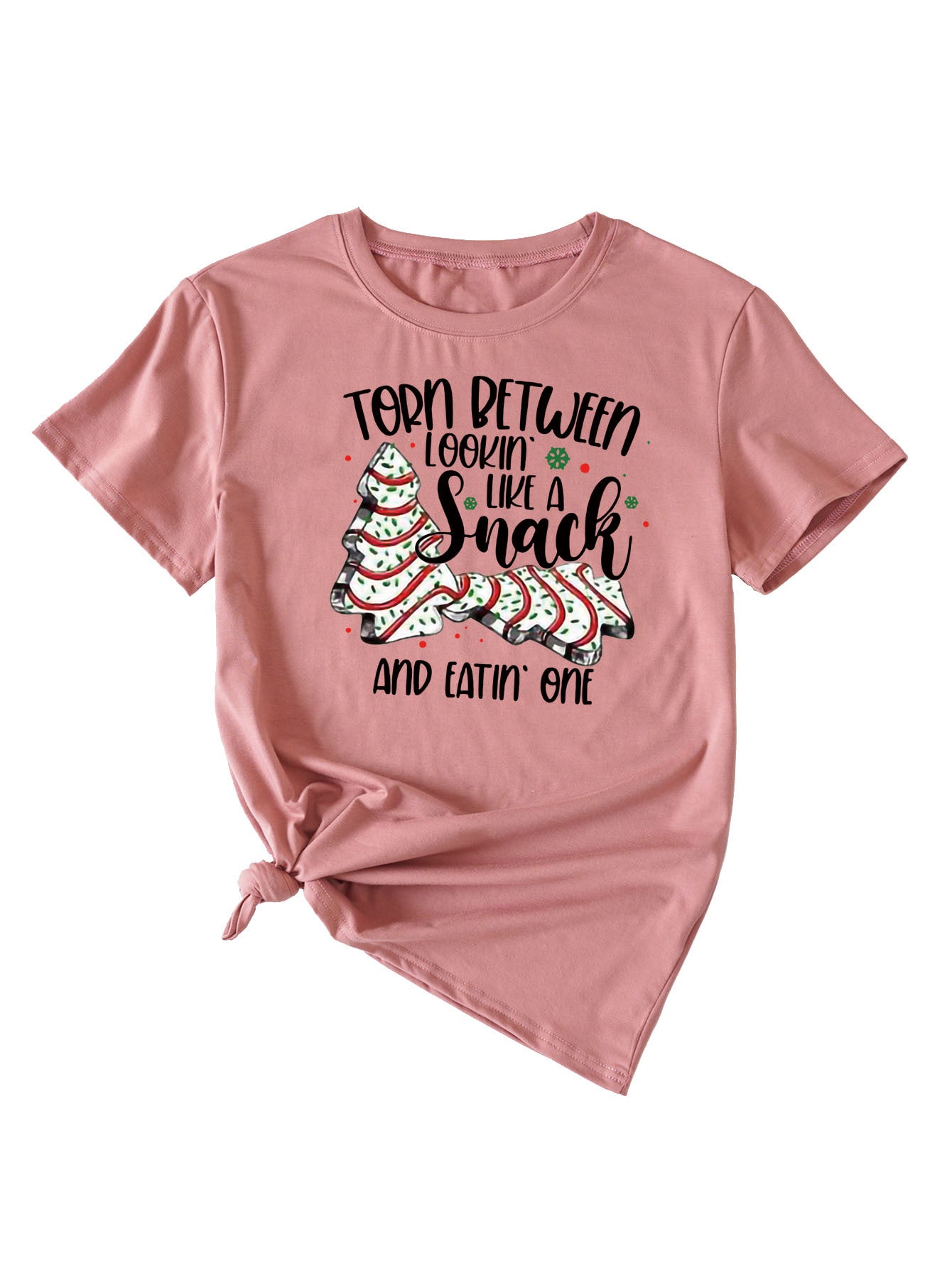 Simple Pattern Printing Ladies Round Neck Short Sleeve Tops