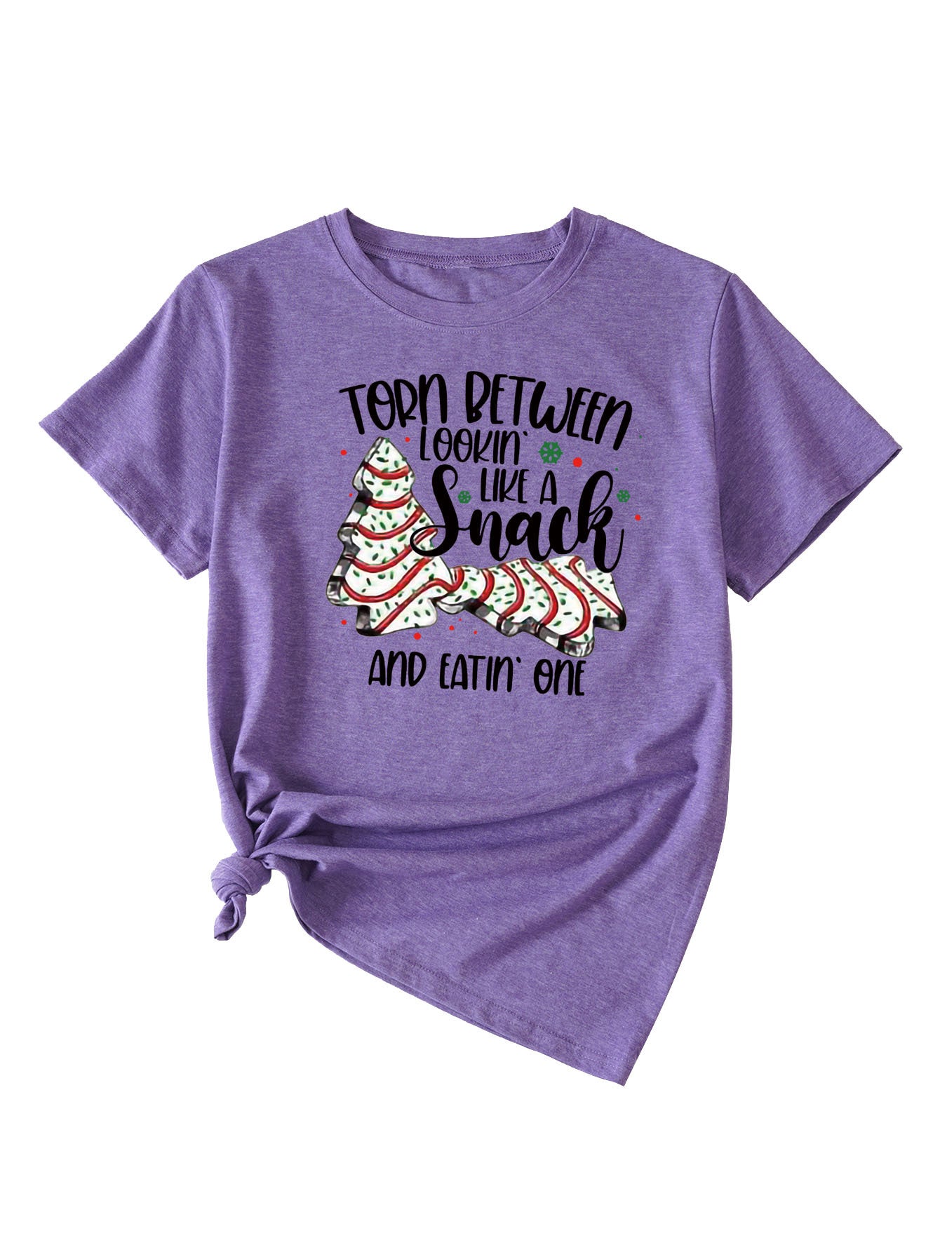 Simple Pattern Printing Ladies Round Neck Short Sleeve Tops