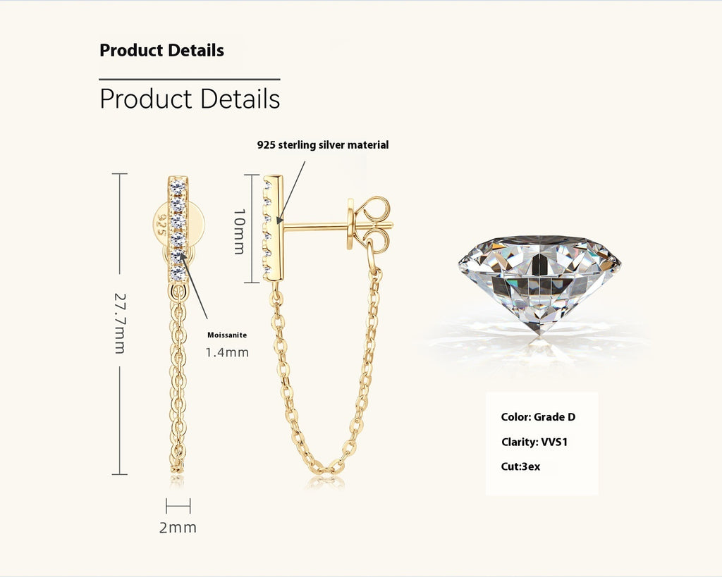 Diamond Stud Earrings 925 Ear Rings