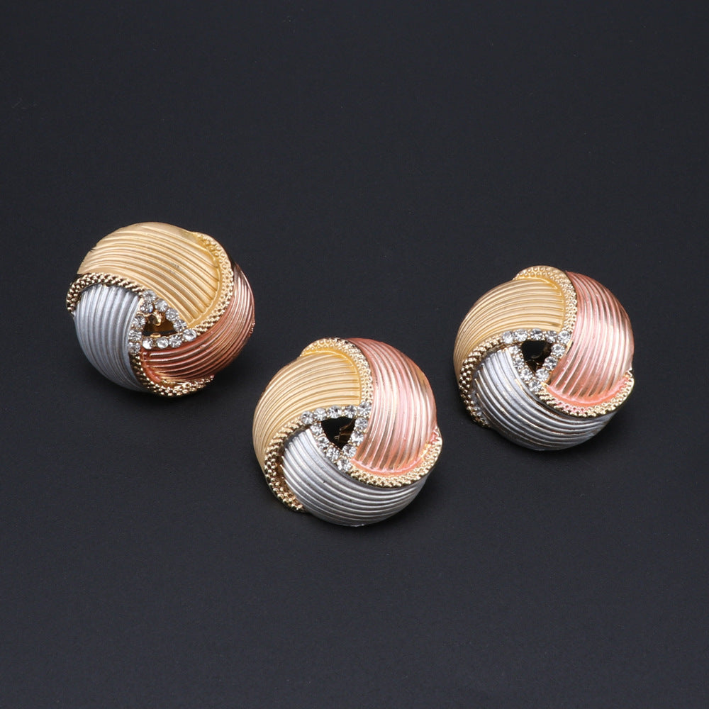 Three-color earrings, necklaces and bracelets set