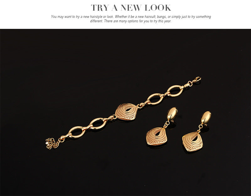 Alloy Necklace, Earrings, Bracelets, Rings, Jewelry Set