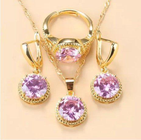 New Earrings Rings Necklaces Three-piece Jewelry Set