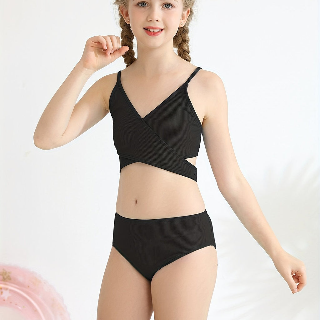 Girls Swimsuits Bikini Set Two Piece Swimsuit Criss Cross