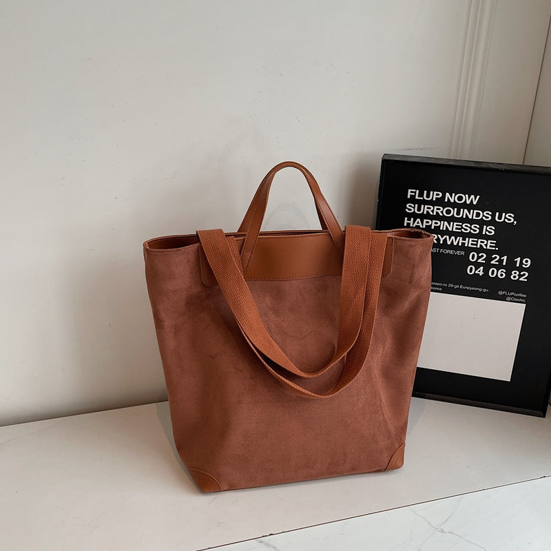 Suede Simple Shoulder Bag For Women