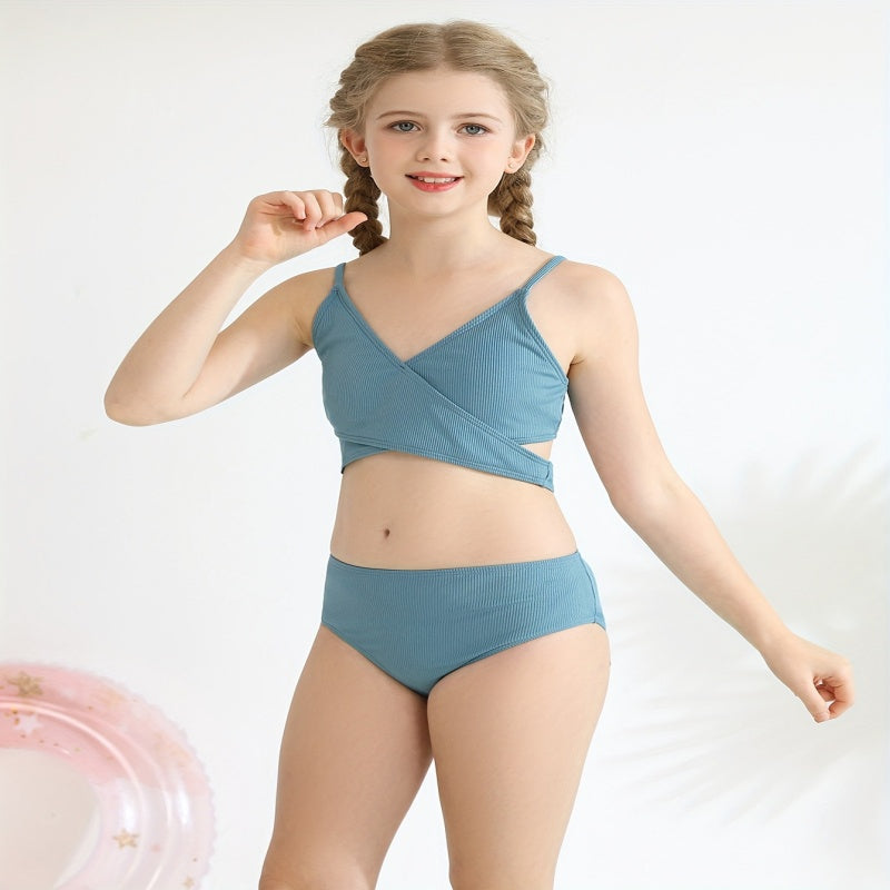 Girls Swimsuits Bikini Set Two Piece Swimsuit Criss Cross