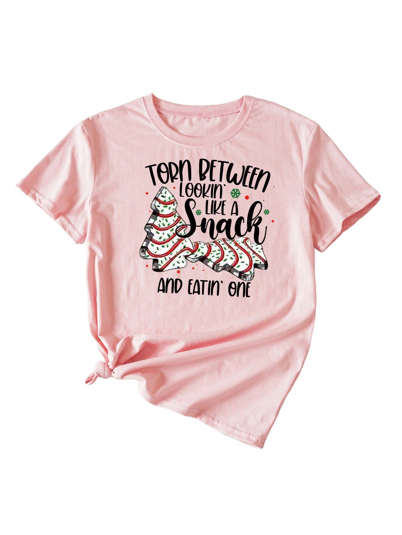 Simple Pattern Printing Ladies Round Neck Short Sleeve Tops