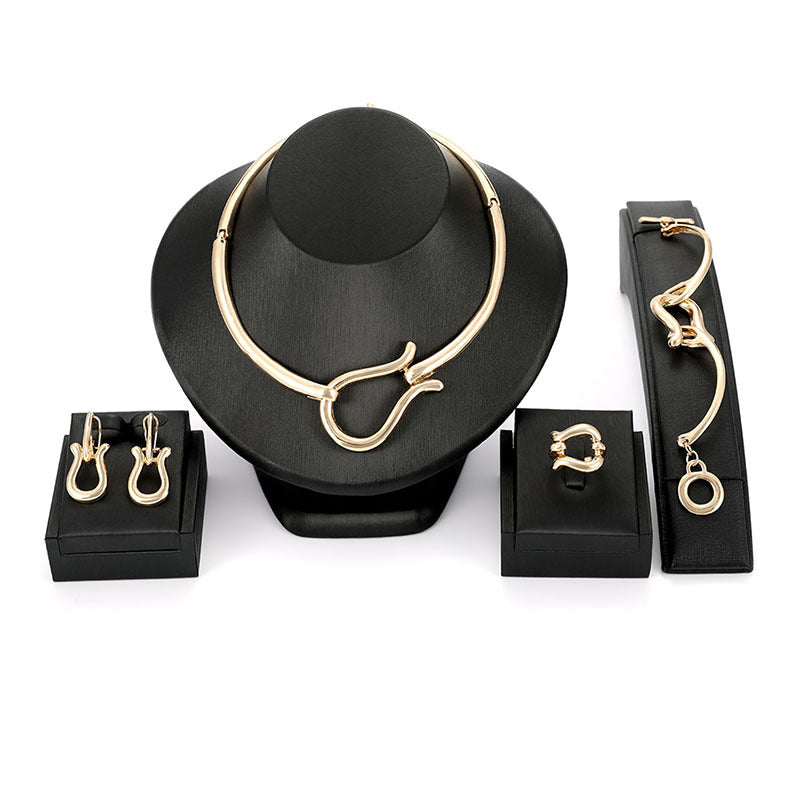 Alloy Necklace, Earrings, Bracelets And Rings Set Of Four