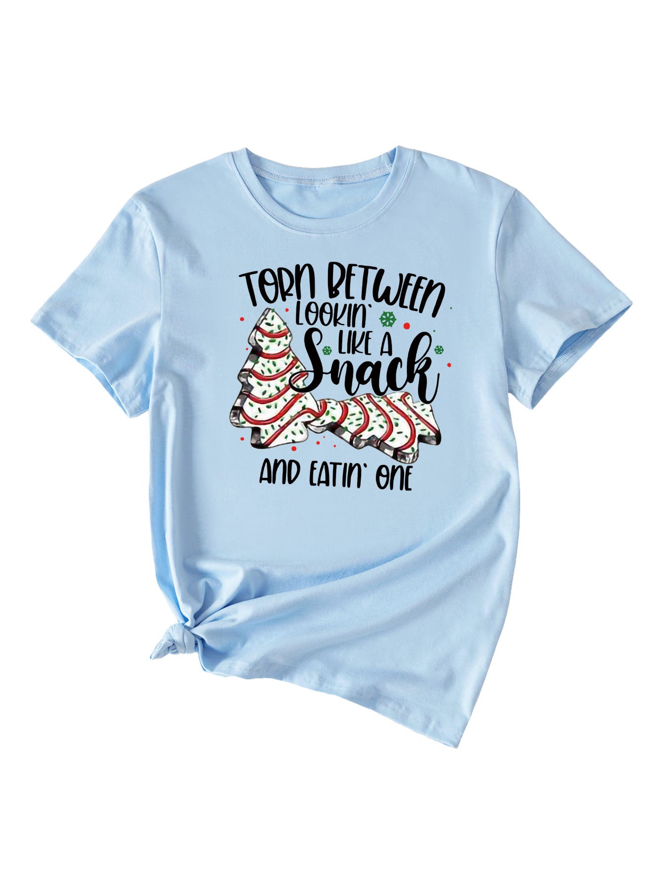 Simple Pattern Printing Ladies Round Neck Short Sleeve Tops