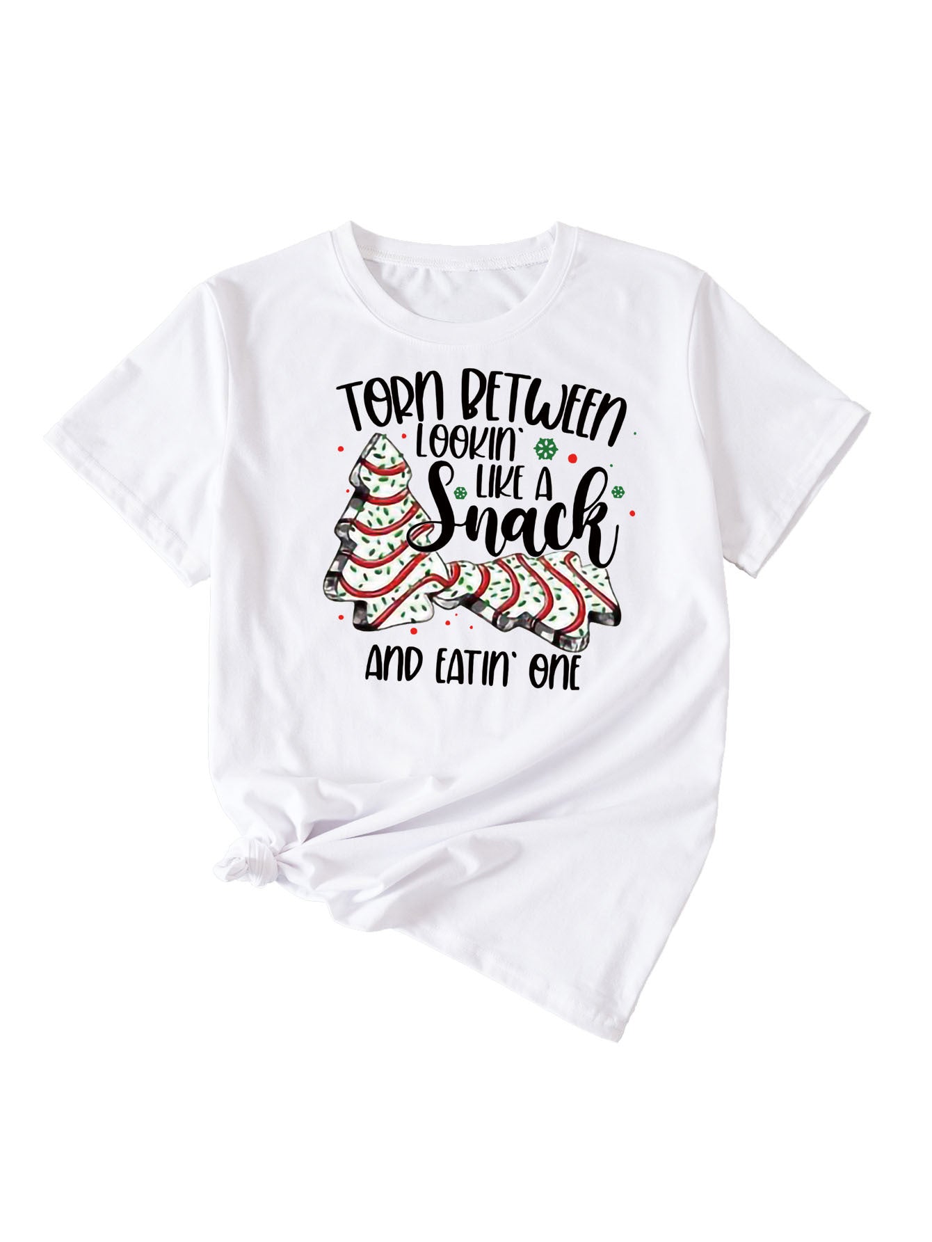 Simple Pattern Printing Ladies Round Neck Short Sleeve Tops