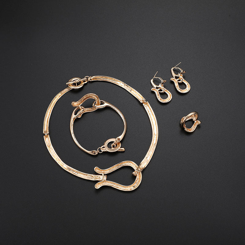 Alloy Necklace, Earrings, Bracelets And Rings Set Of Four