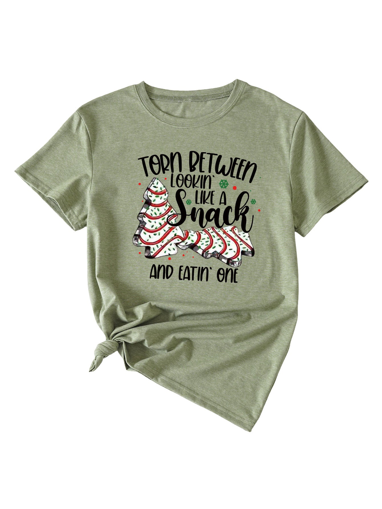 Simple Pattern Printing Ladies Round Neck Short Sleeve Tops