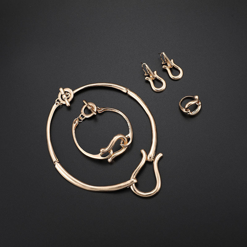 Alloy Necklace, Earrings, Bracelets And Rings Set Of Four