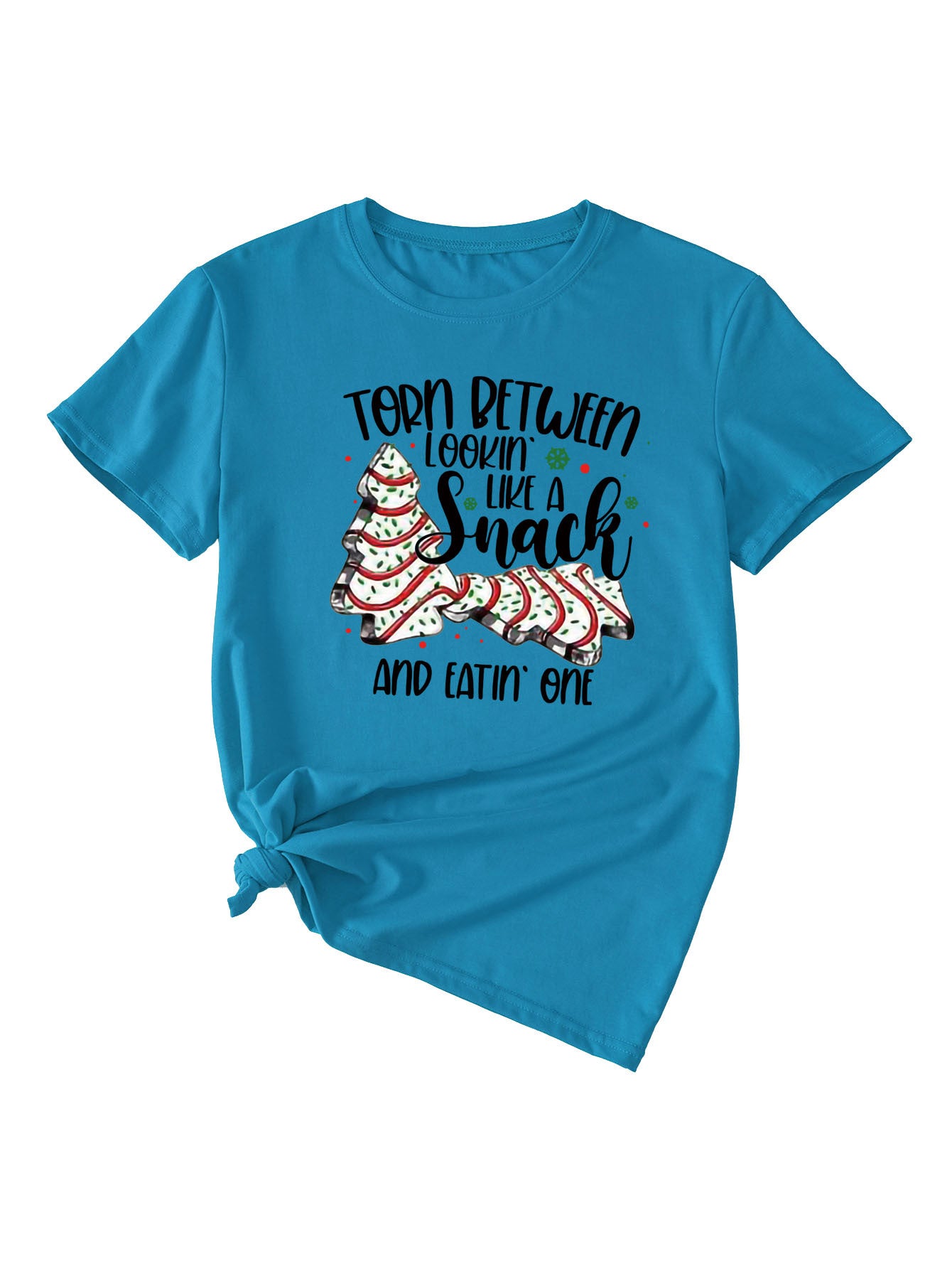 Simple Pattern Printing Ladies Round Neck Short Sleeve Tops